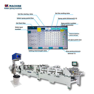 3ACQ4 Macchina automatica di incollaggio per cartelle con 6 canali e 4 pistole per colla fredda