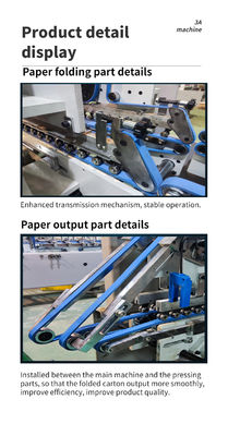 800AG-2 Gluer per cartoni automatico a serratura di fondo con blocco di crash Bottom Gaotian Folder Gluer Parti della macchina per carta