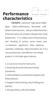 CQT-900YG-2 ad azionamento meccanico, pre-folded bottom hook glueer per la macchina da incollare scatole